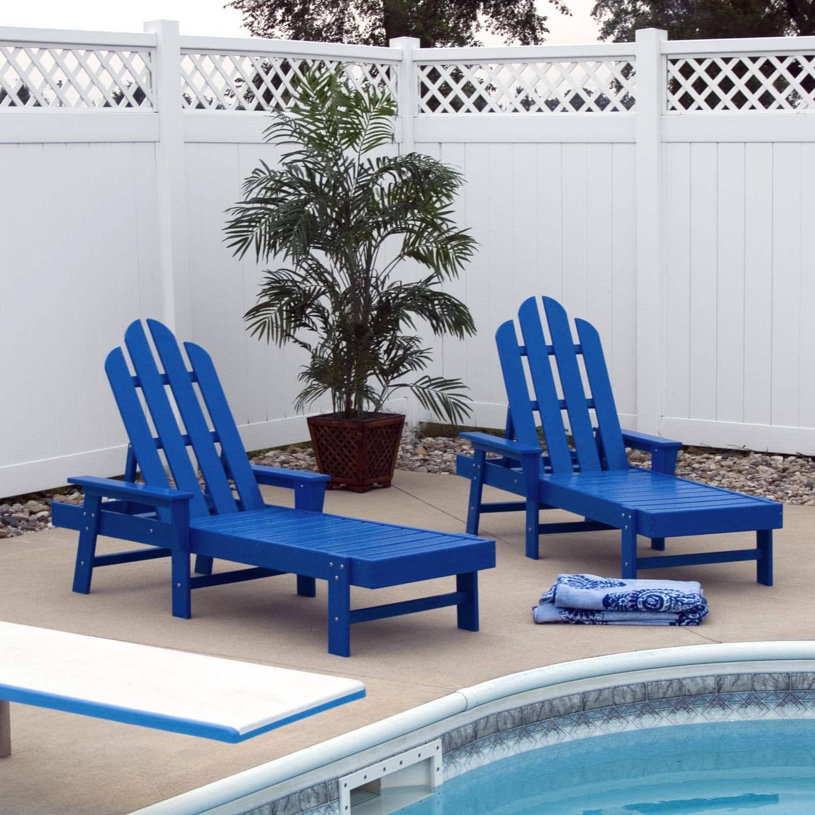 POLYWOOD Long Island Chaise Lounge; Pacific Blue