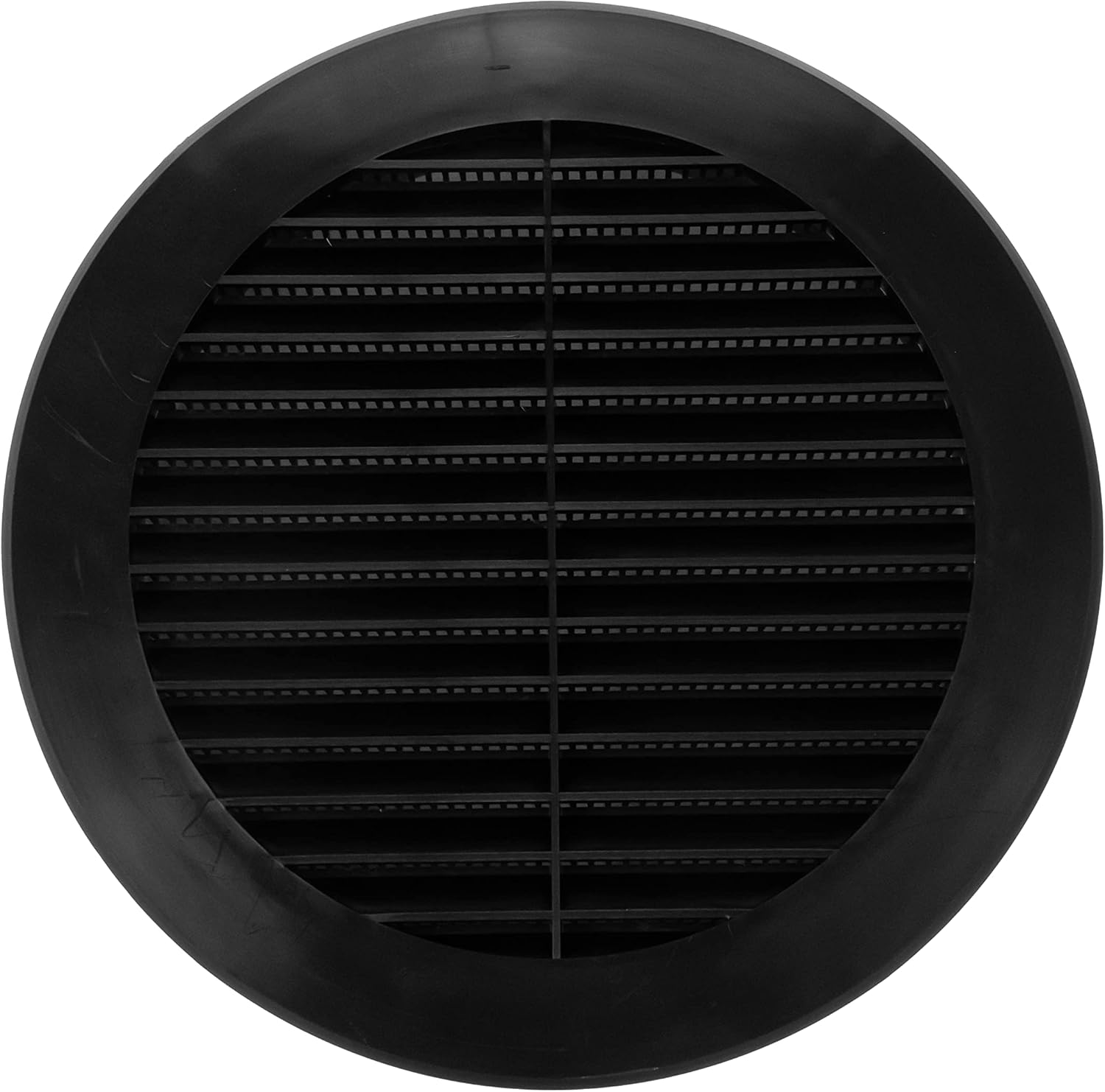 Vent Systems 6'' Inch Black Soffit Vent Cover - Round Air Vent Louver - Grill Cover - Built-in Insect Screen - HVAC Vents for Bathroom, Home Office, Kitchen - Pack of (5) Pack of 2
