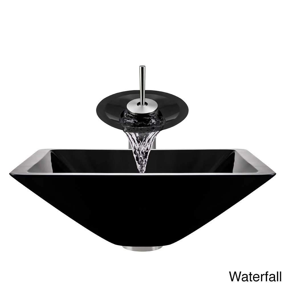 Mr Direct 603-BL-718-BN Black Brushed Nickel Bathroom 718 Vessel Faucet Ensemble