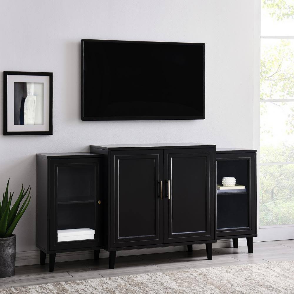Welwick Designs 62 in. Black Tiered Modern Sideboard (4-Door)
