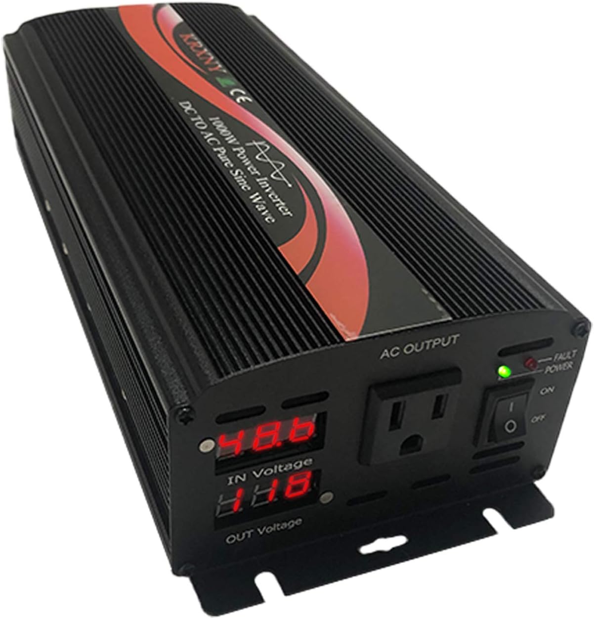 KRXNY 1000W Pure Sine Wave Power Inverter 48V DC to 110V 120V AC 60HZ with LED Display US Output Socket