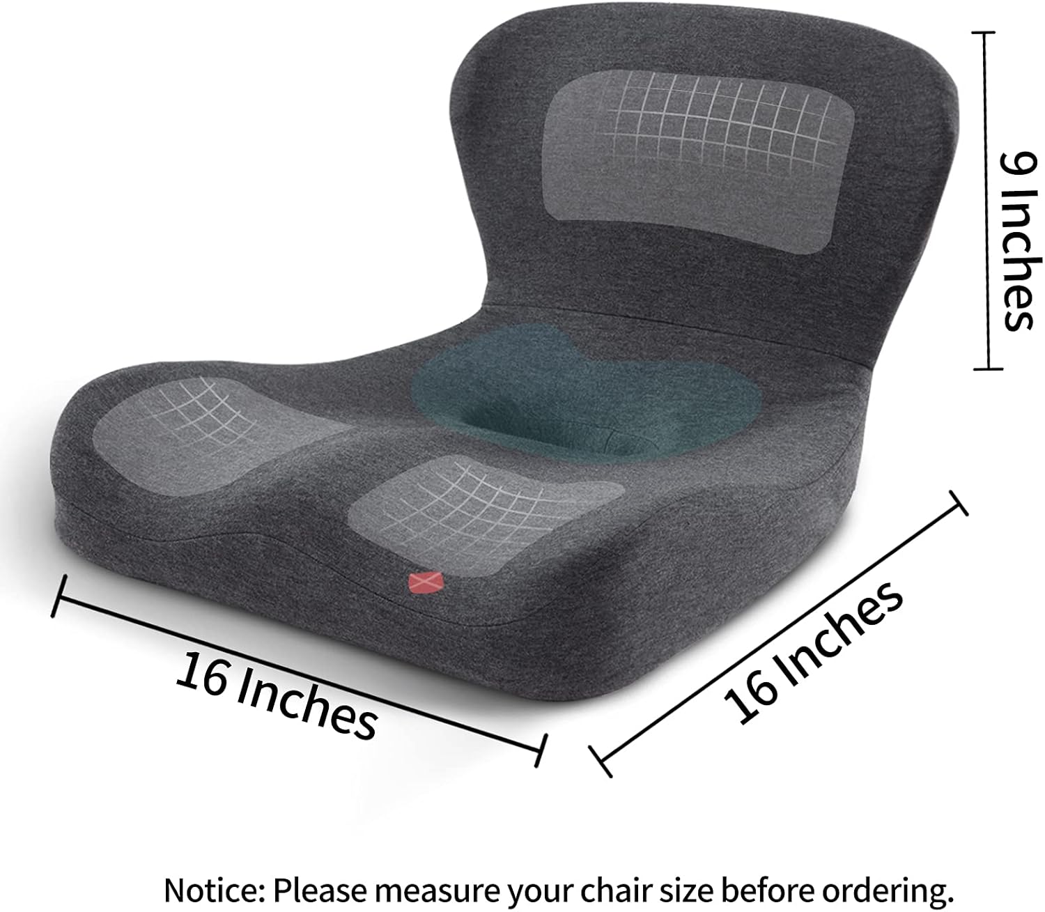 100% Memory Foam Seat Cushion for Office Chair, 2 in 1 Chair Cushion with Lumbar Support for Car, Wheelchair, Coccyx Cushion with Removable Cover for Tailbone Back Pain Relief