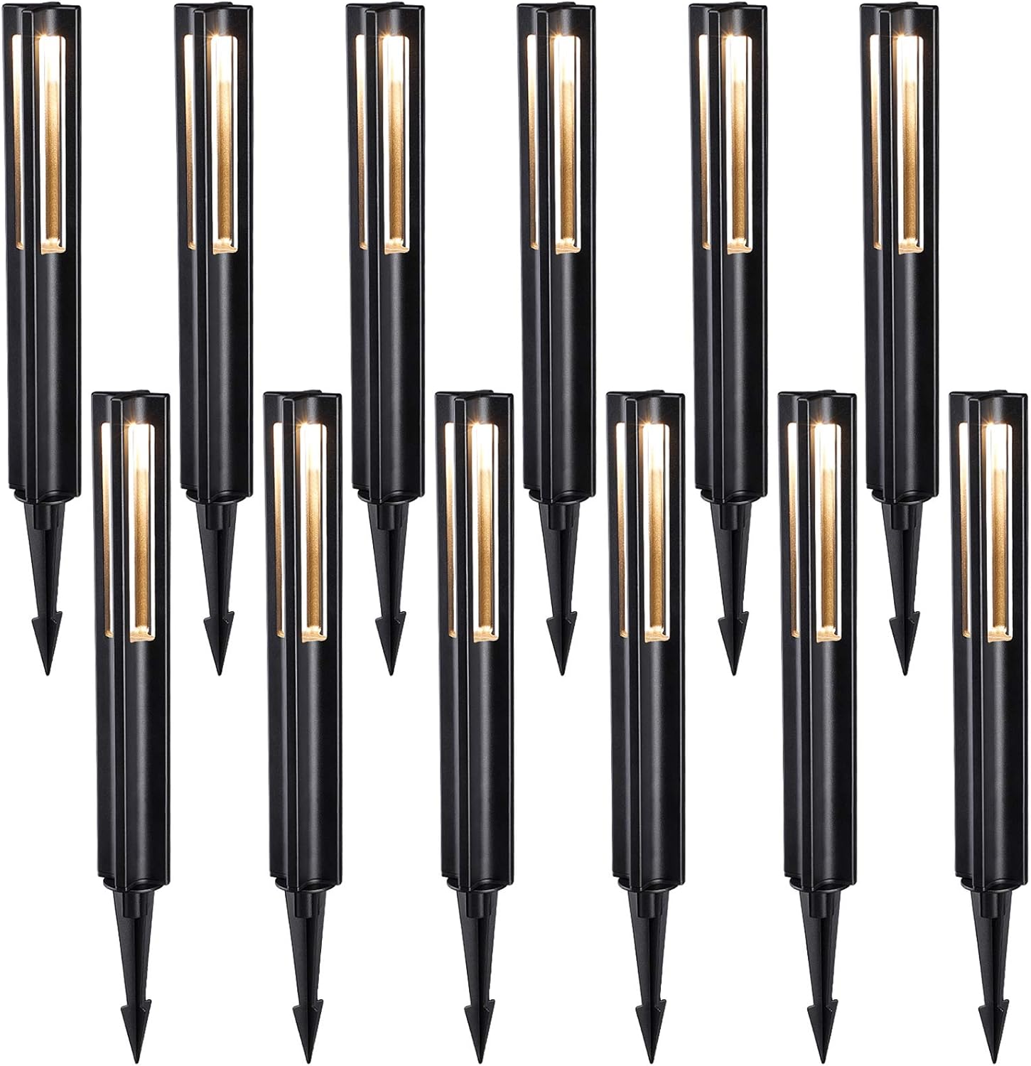 LEONLITE 12-Pack Low Voltage Landscape Lights 12-15V AC/DC LED Pathway Lighting, Bollard light with Aluminum Housing, IP65 Waterproof, 3000K Warm White, 50,000 Hours Lifespan