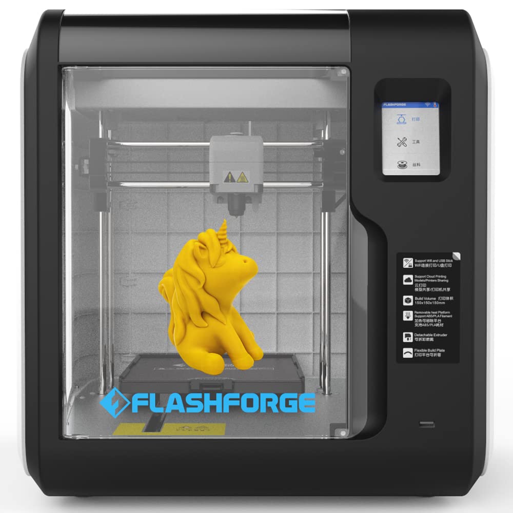 FlashForge Adventurer 3C 3D Printer with Detachable Integrated Nozzle, Flexible Heating Platform, Auto Leveling & 3D Cloud & Ultra Silent Printing, Build Volume 150X150X150mm (3C)