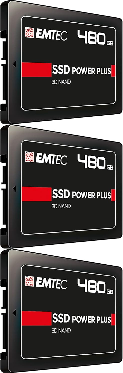 EMTEC 480GB X150 Power Plus 3D NAND 2.5” SATA III Internal Solid State Drive (SSD) ECSSD480GX150 (3-Pack) Pack of 2