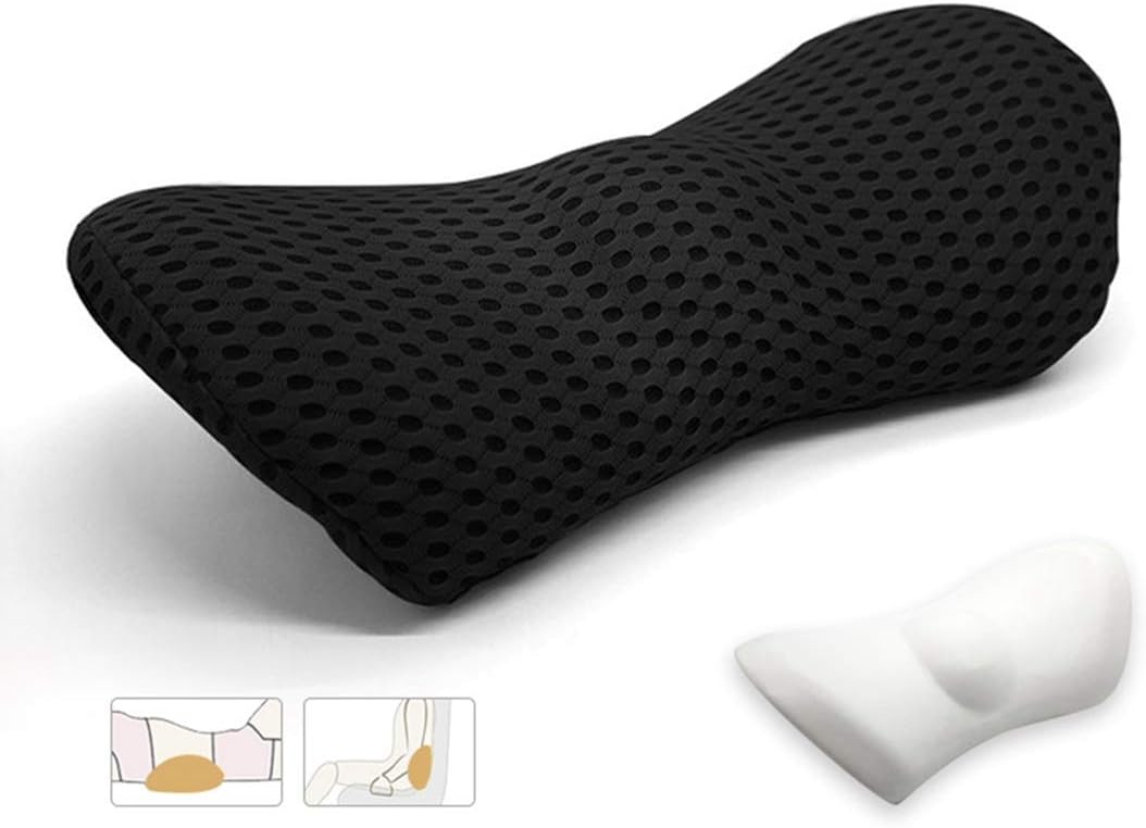 Memory Foam Lumbar Support Back Cushion Pillow Balanced Firmness for Lower Back Pain Relief - Ideal Back Pillow for Office Chair,Car Seat, Recliner, Bed (Black)