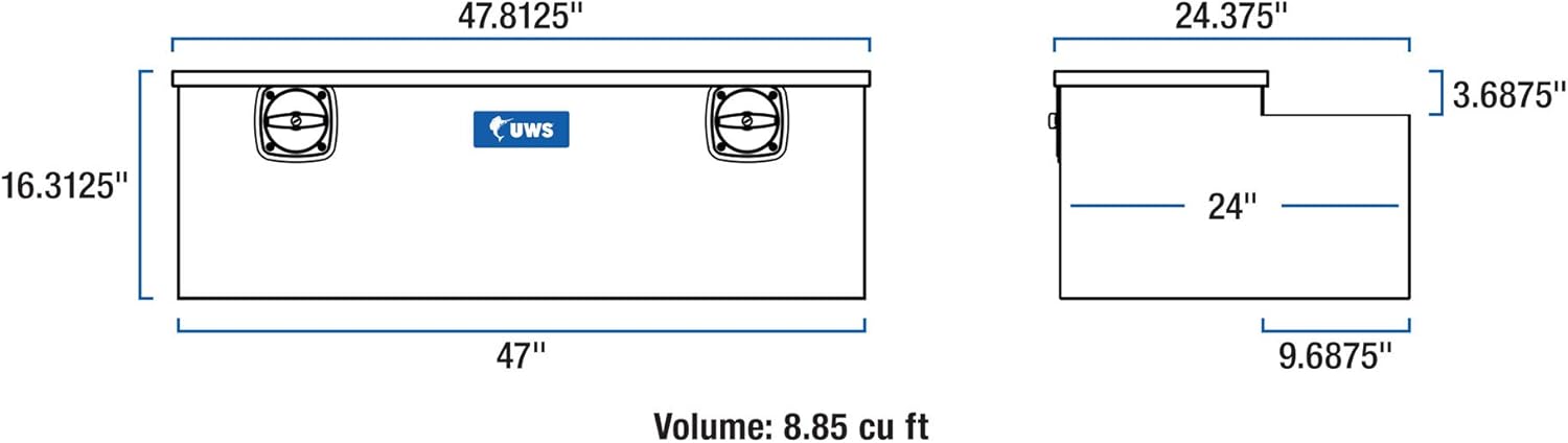 UWS EC20503 Secure Lock 48-Inch Matte Black Heavy-Wall Aluminum Under Tonneau Cover Tool Box, RigidCore Lid