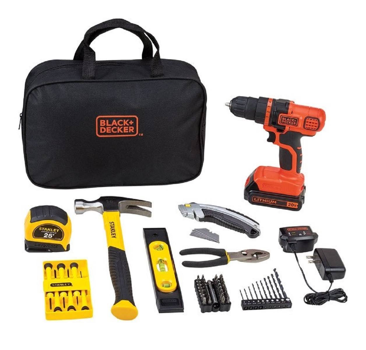 Black+decker 20V Cordless Drill Driver and Home Project Kit 66 Pcs.