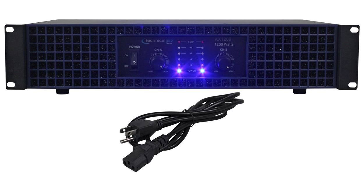 New Technical Pro AX1200 1200 Watt 2-Channel Amplifier 2U Rack DJ Power Amp