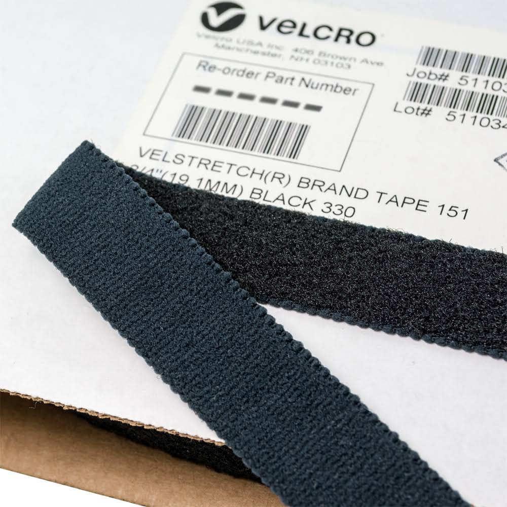 1x22 - Velcro Brand VELSTRETCH Stretch Loop - Black by HookandLoop.com