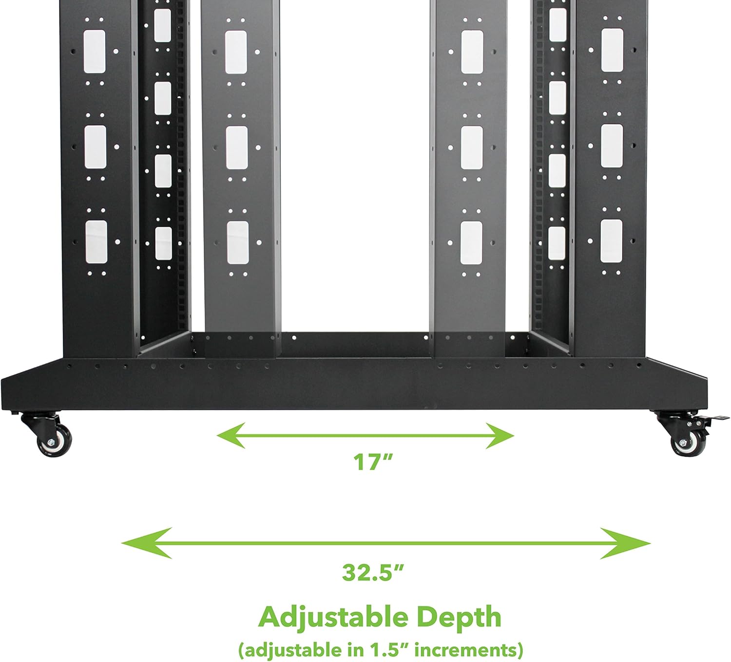 NavePoint 42U Professional 4-Post IT Open Frame Server Network Relay Rack 1000mm Casters Black