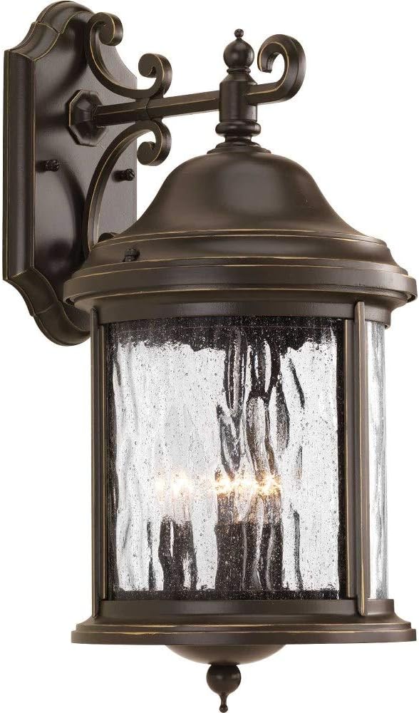 Progress Lighting P5650-20 Traditional Three Large Wall Lantern from Ashmore Collection Dark Finish Lighting Accessory, Antique Bronze