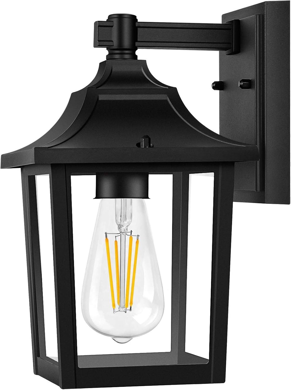 Outdoor Wall Lights, Black Outdoor Light Fixtures Wall Mount Porch Lights, Exterior Light Fixtures Outdoor Sconce with Matte Finish, E26 Base, Anti Rust Modern Wall Lantern for Entryway, Garage, Patio