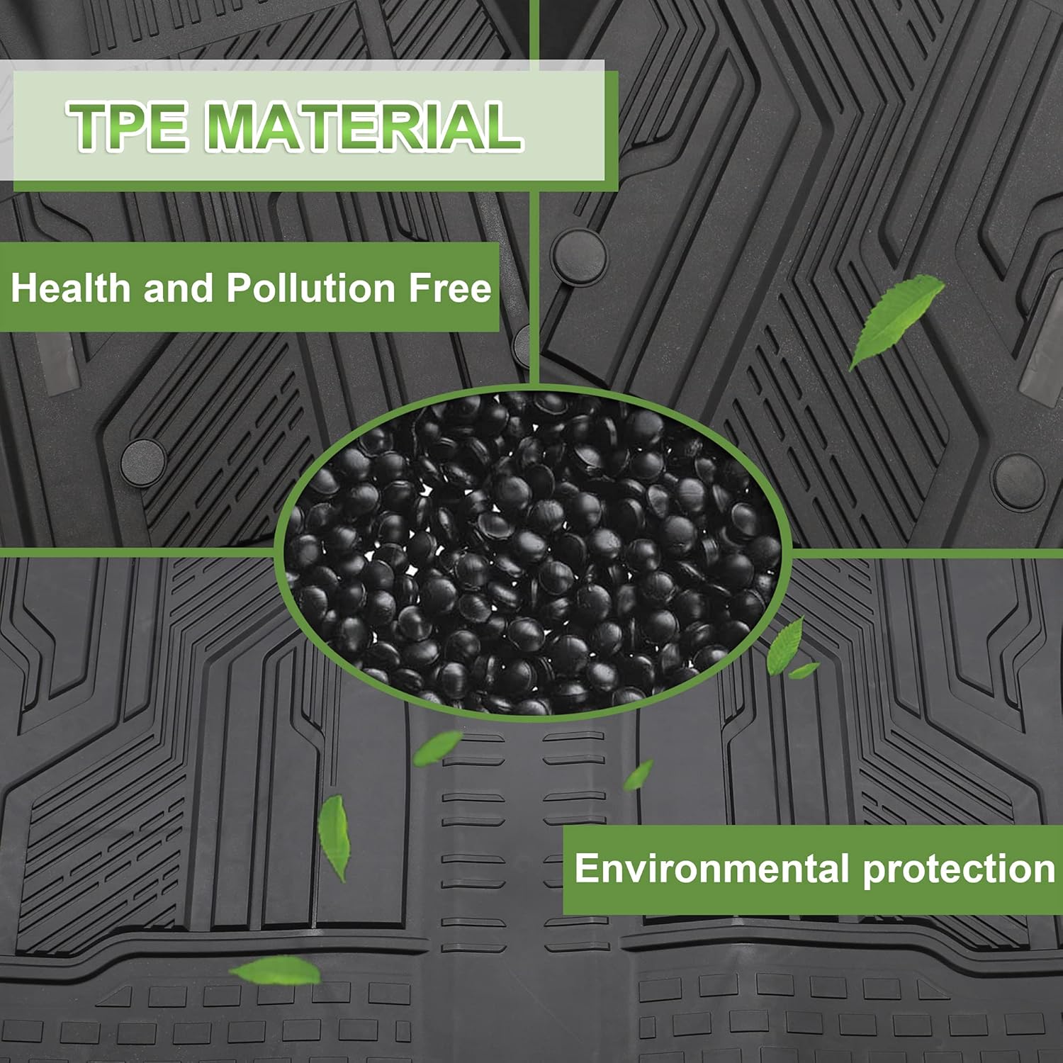 PROEZE Floor Mats Compatible for 2019-2022 Silverado / Sierra 1500 2500 HD 3500 HD Crew Cab, No Rear Underseat Storage Box, Black TPE All Weather Protective Front & Rear Rows