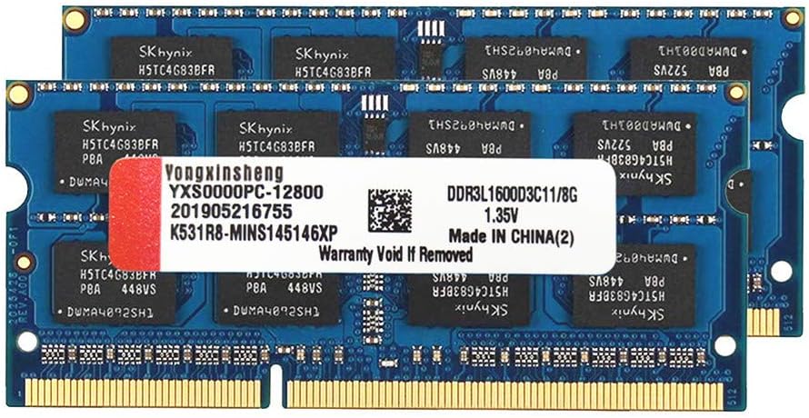 DDR3L 2x8GB (16GB Kit) SODIMM RAM 1600MHz 1.35V (PC3-12800) CL11 204Pin Non-ECC Unbuffered DDR3 Laptop Memory (Blue) Pack of 2