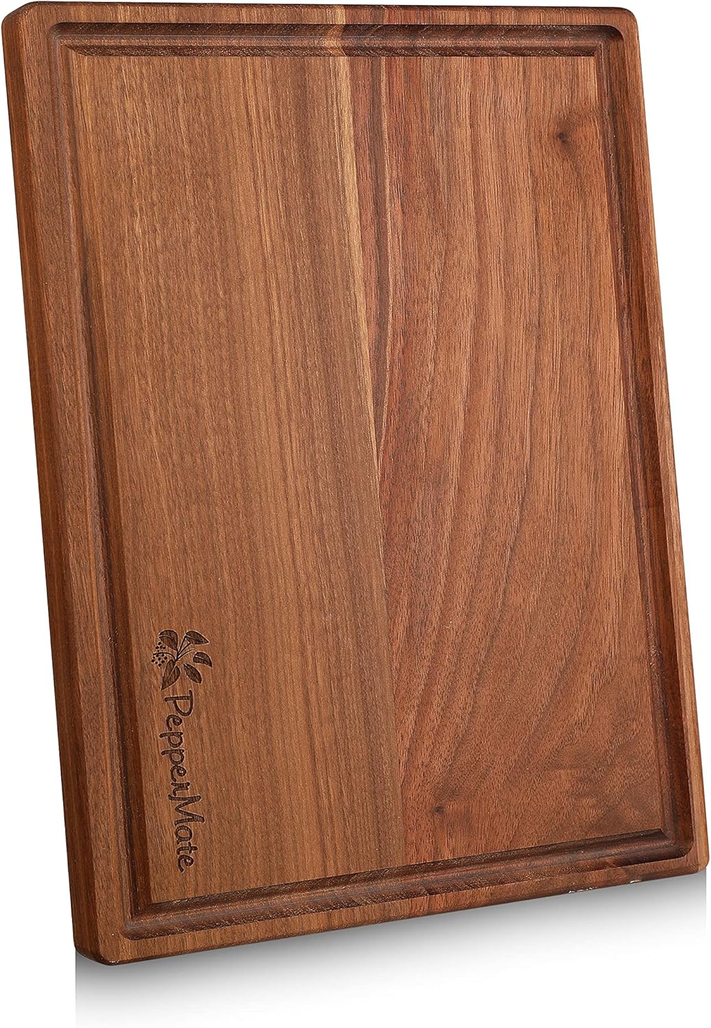 Preconditioned Walnut Kitchen Cutting Board – 8 x 12 x 0.75 In. Dark Hardwood Chopping Block with Juice Groove – Doubles as Cheese or Charcuterie Board – Home & Kitchen Accessories by PepperMate Pack of 2
