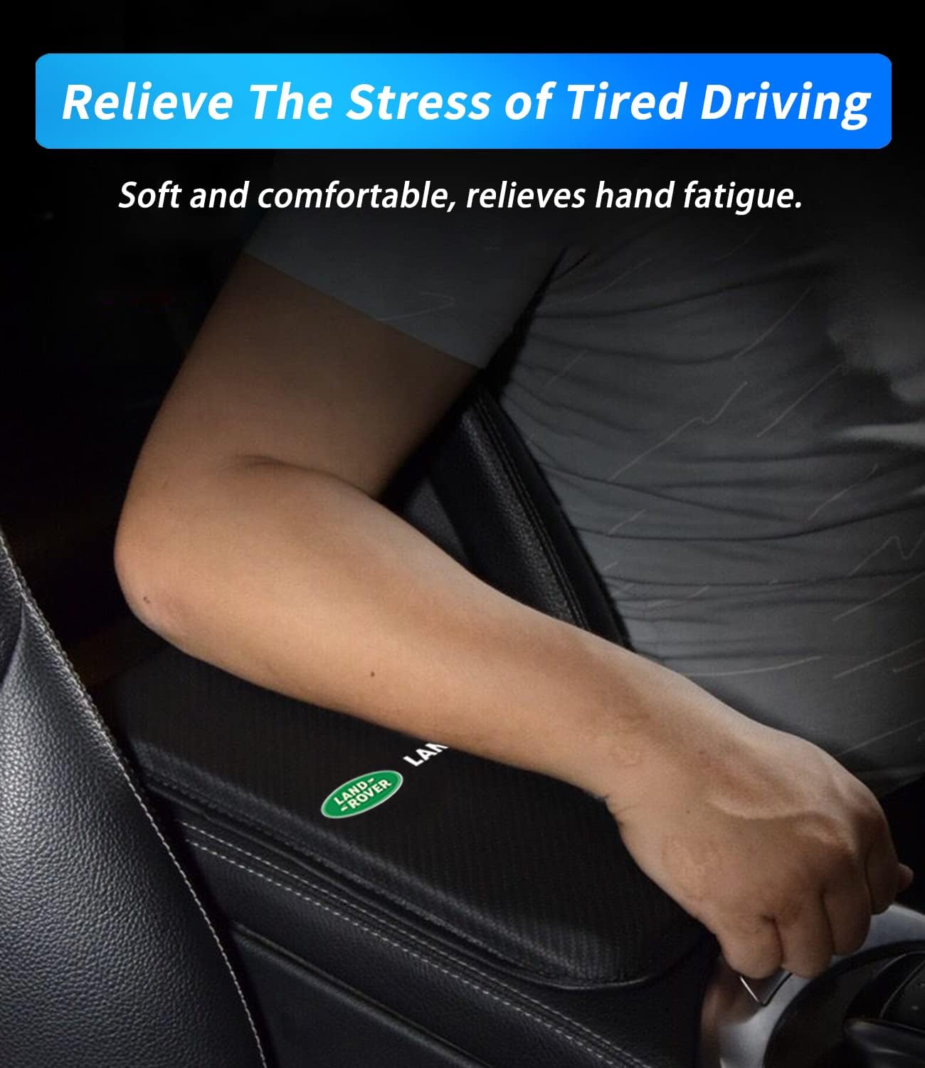 Custom-Fit for Land Rover Center Console Cover, Leather Carbon Fiber Auto Armrest Cover with Logo, Waterproof Car Armrest Seat Box Cover, for Land Rover Accessories (for Land Rover)