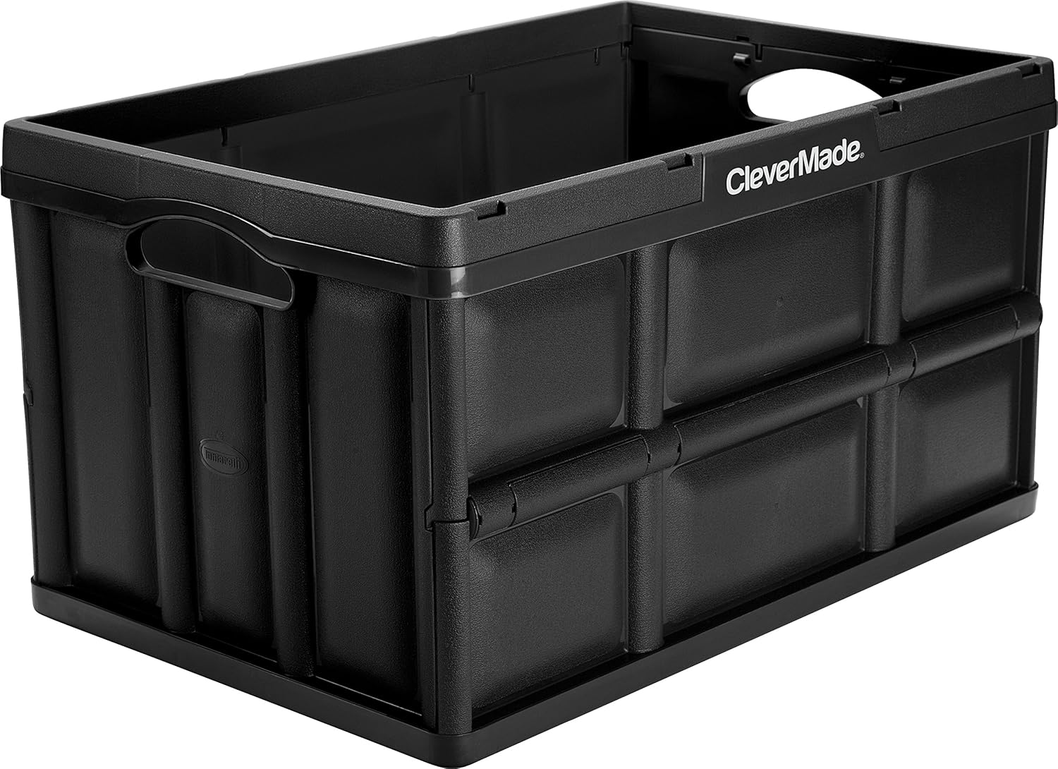 CleverMade 46L Collapsible Storage Bins - Folding Plastic Stackable Utility Crates, Solid Wall, No Lid, 3 Pack, Black Pack of 2