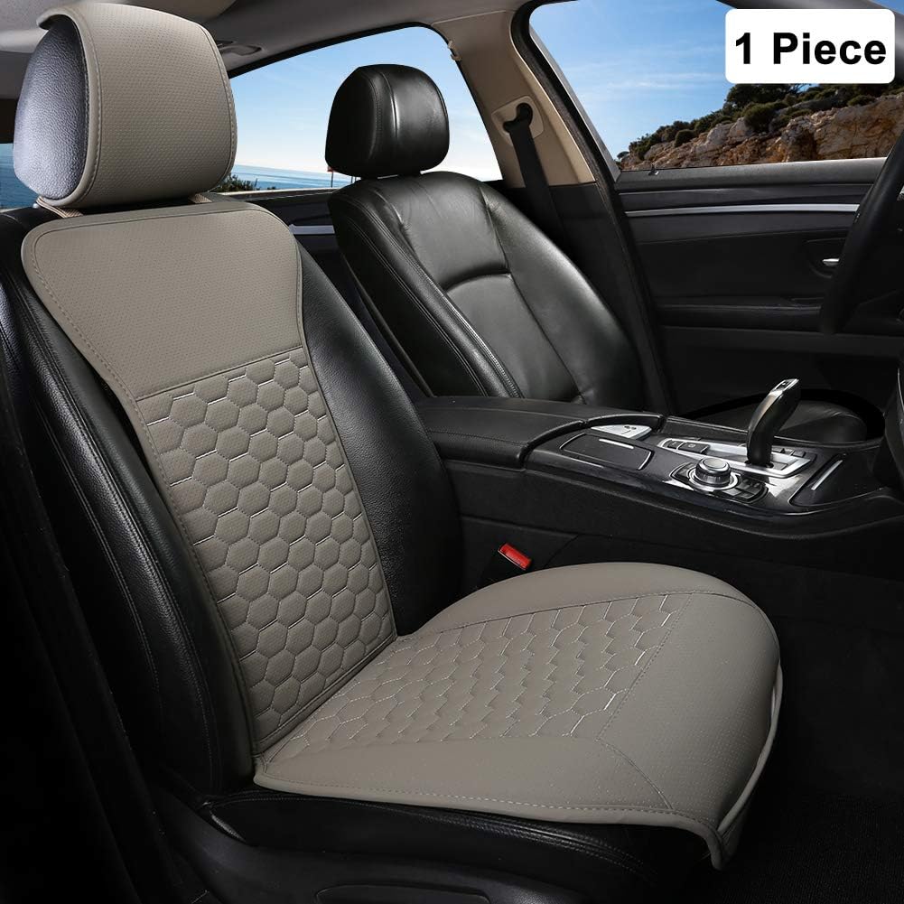 Black Panther 1 Pair Luxury PU Leather Front Car Seat Covers Breathable and Non-Slip Auto Seat Protectors for 95% Car Seats (Grey)