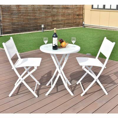 Naczi Folding Garden Backyard 3 Piece Bistro Set Latitude Run Color: White