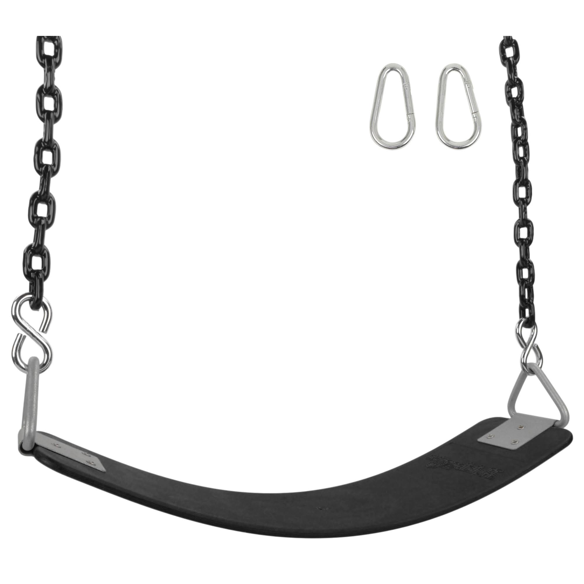Swing Set Stuff Inc. Commercial Polymer Belt Seat (Black) with 8.5 ft. Coated Chain