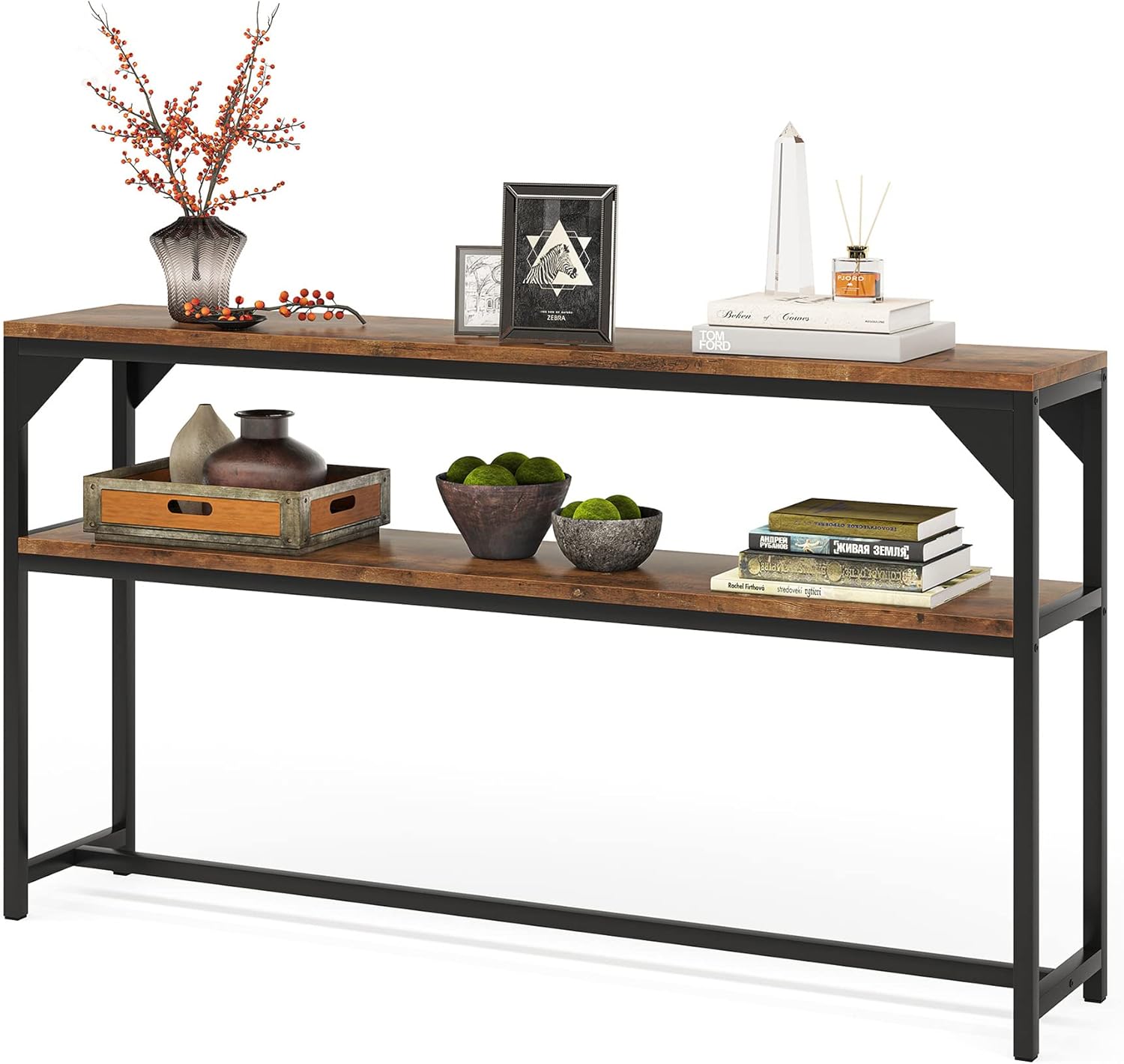 Tribesigns 70.9 inch Extra Long Sofa Table, 2-Tier Console Table Behind Couch, Narrow Entryway Hallway Table for Living Room, Small Space