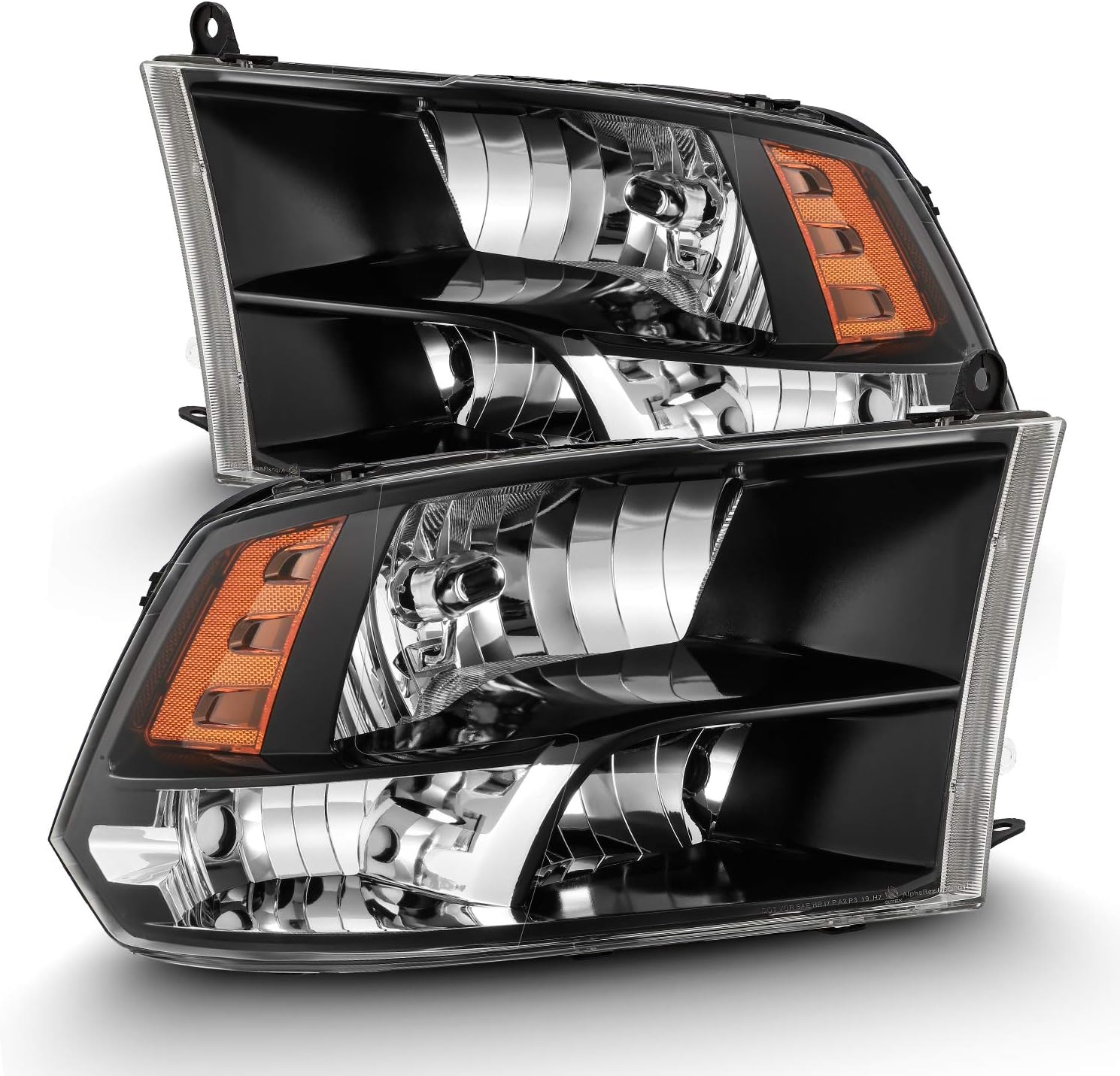 Modifystreet Polished Black 09-18 Ram 1500/10-18 Ram 2500/3500 Dual/Quad Crystal Headlights Left/Right Assembly