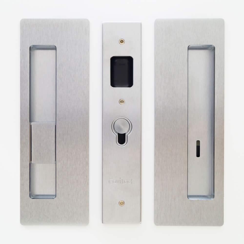 Cavilock CL400B0129 Cavilock CL400B-PR-38-LH Magnetic Privacy Pocket Door Pull Set with LH Snib/RH Emergency for 1-3/8 Inch Thick Doors