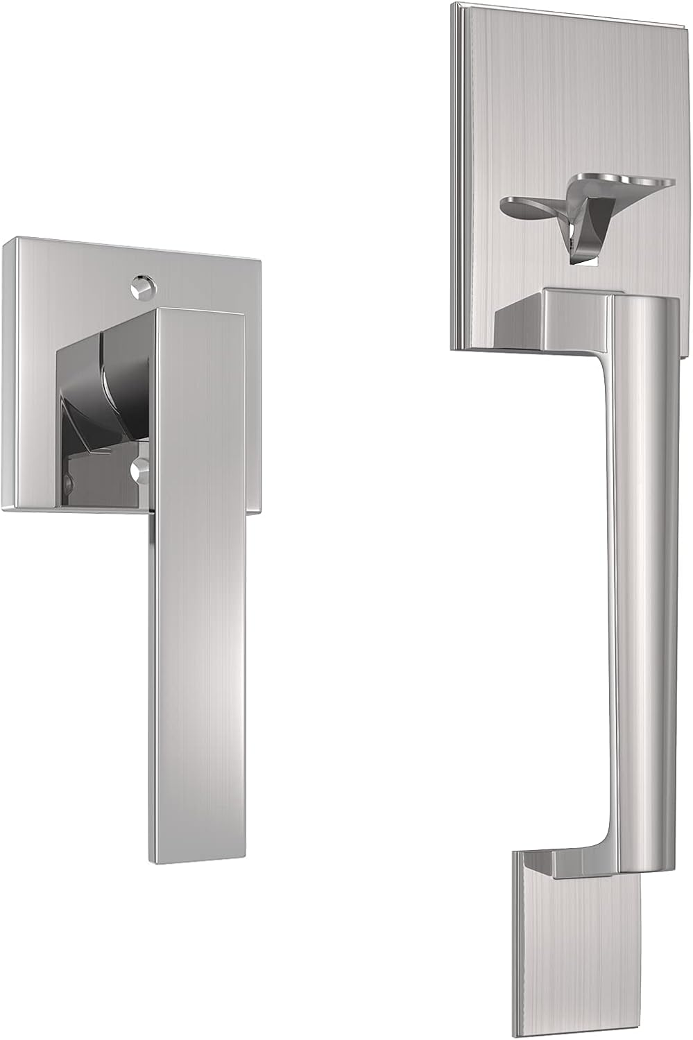 Oasbike Premium Single Door Handle, Front Door Handle Set, Entry Door Handle with Door Lever for Right & Left Sided Doors, Satin Nickel Finish Pack of 2