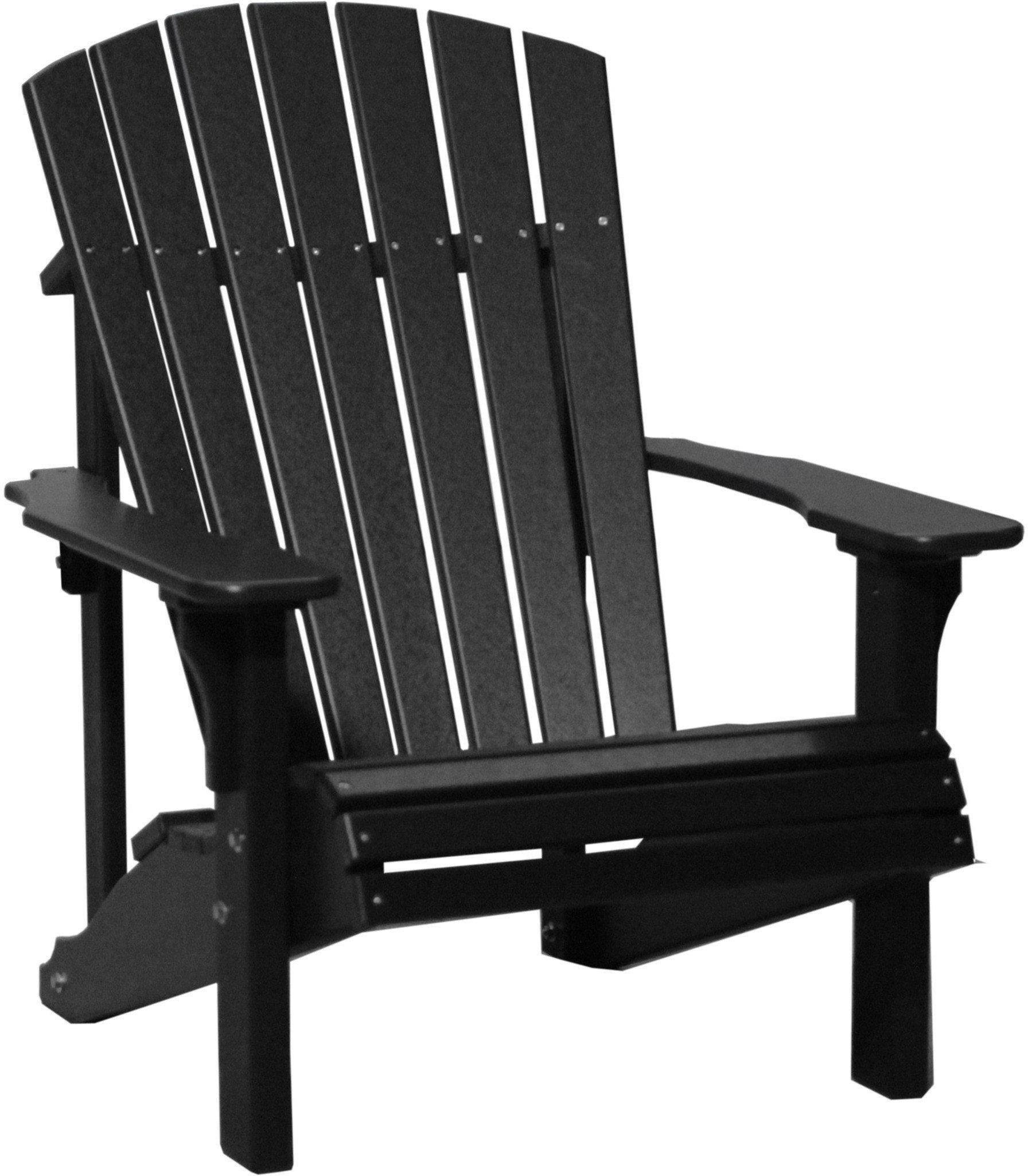 LuxCraft Recycled Plastic Deluxe Adirondack Chair-Black, Black
