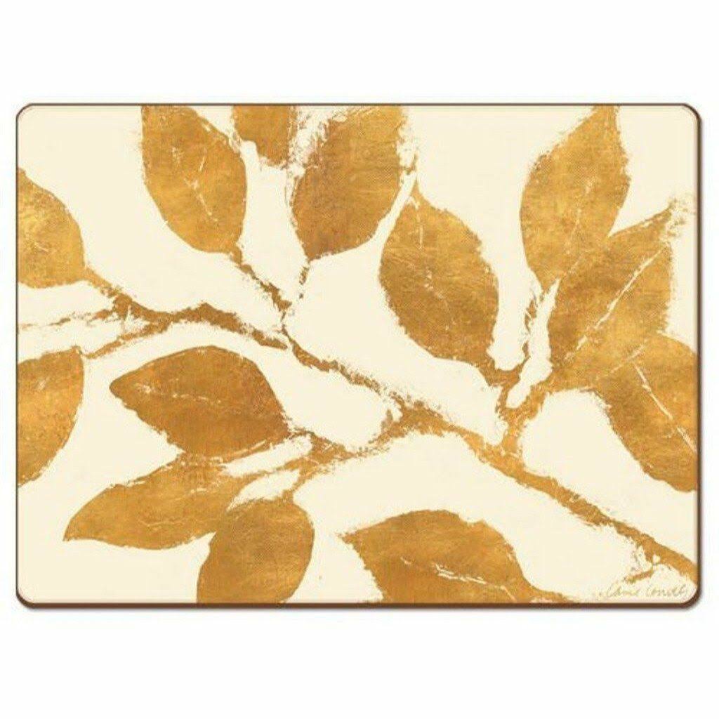 Cala Home 4 Premium Hardboard Placemats Table Mats, Golden Leaves