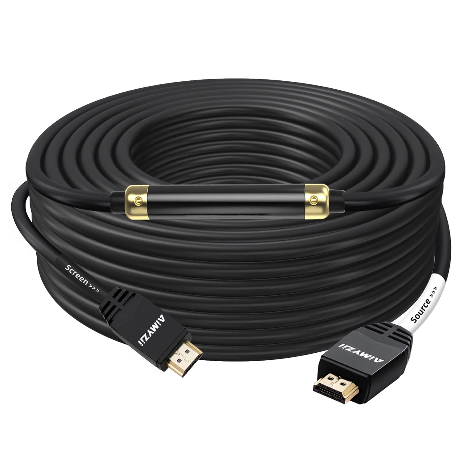 HDMI Cable 100 Feet Aimyzii 4K HDMI 2.0 Cable with Built-in Signal Booster Support 4K 3D 2160P 1080P HDCP2.2 Ethernet ARC and Bandwidth 18Gbps-Black Pack of 2