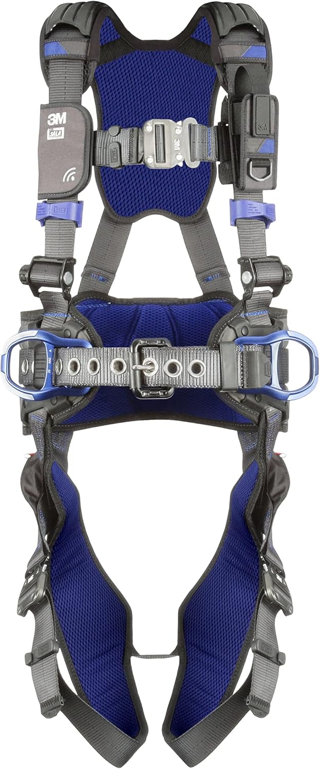 3M 1113127 DBI-SALA ExoFit X300 Comfort Construction Positioning Safety Harness, Construction Fall Protection, Aluminum Back and Hip D-Rings, Auto-Locking Quick Connect Leg and Chest Buckles, Large
