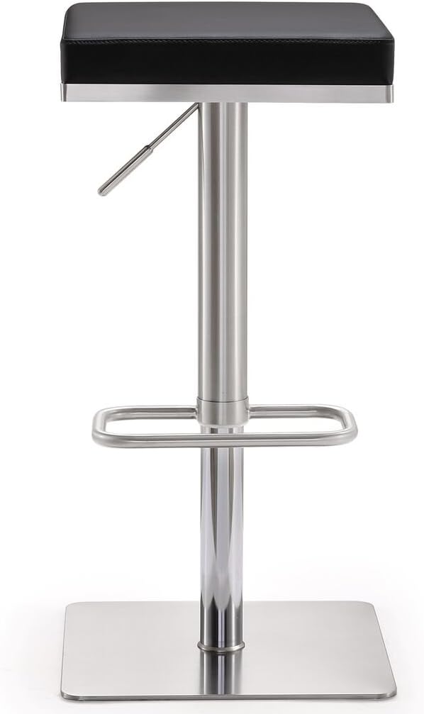 Tov Furniture The Bari Collection Adjustable Height Backless Swivel Stainless Steel Metal Industrial Bar Stool, White
