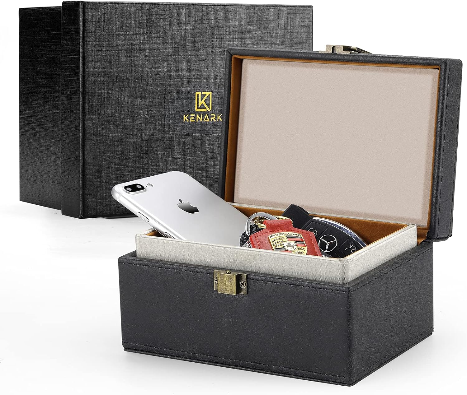 KENARK KK6M-BL Faraday Key Fob Protector Box, Signal Shielding Box, Anti-Theft Car Key Box, RFID Blocking Box (Blue) Pack of 2