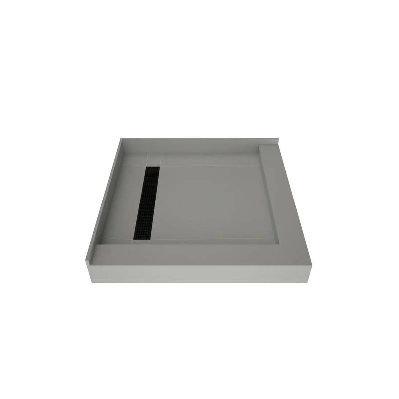 Tile Redi Redi Trench 42 in. x 42 in. Double Threshold Shower Base with Left Drain and Matte Black Trench Grate
