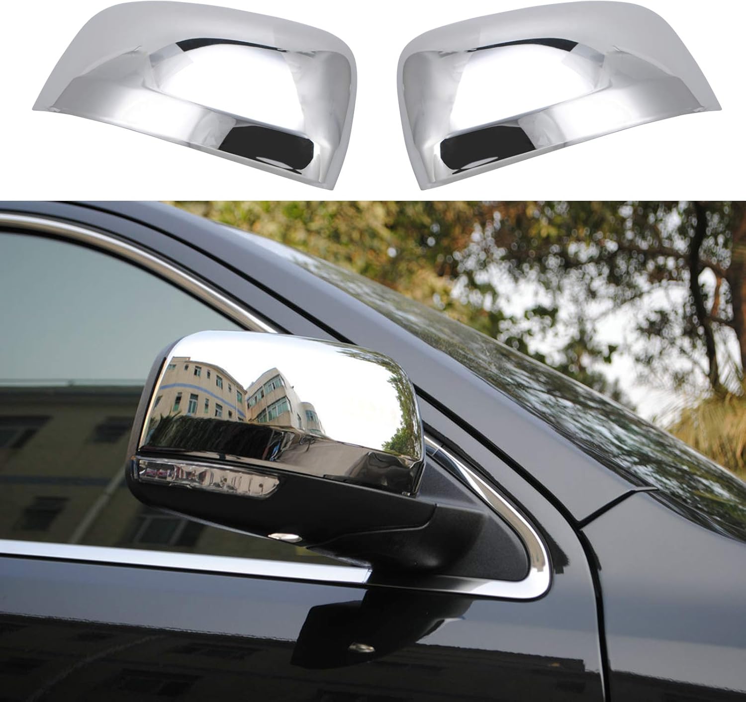 CheroCar Side Door RearView Mirrors Cover Rear View Mirror Caps Trim for Jeep Grand Cherokee 2011-2020, for Dodge Durango 2011-2020, ABS Exterior Accessories (Chrome)