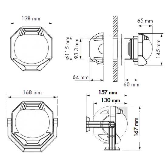 Plastimo Contest 130 Compass Black / Red / Vertical Bulkhead