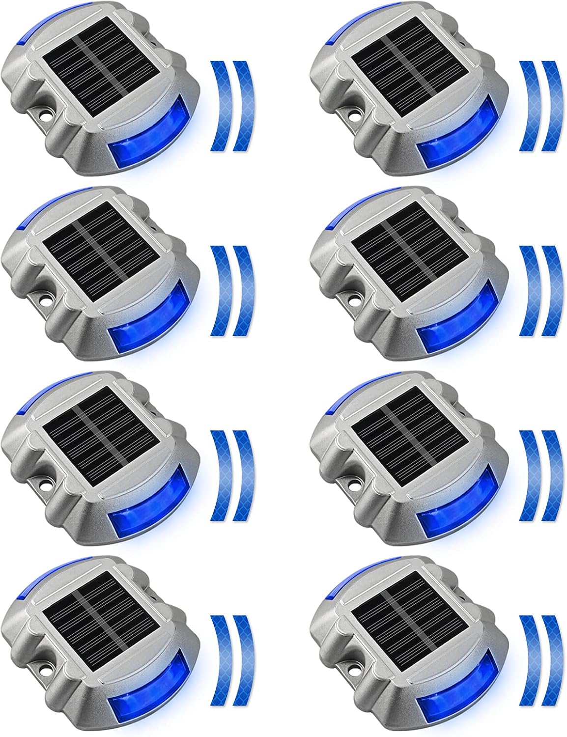 Solar Driveway Lights, APONUO Solar Dock Lights Outdoor Driveway Lighting IP67 Waterproof Outdoor Boat Dock Lamp for Driveway Stair Pathway Deck Cool White （8 Packs）