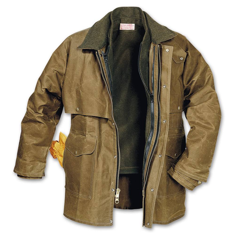 Filson Tin Cloth Packer Coat - Extra Long 10002, Dark Tan, Large