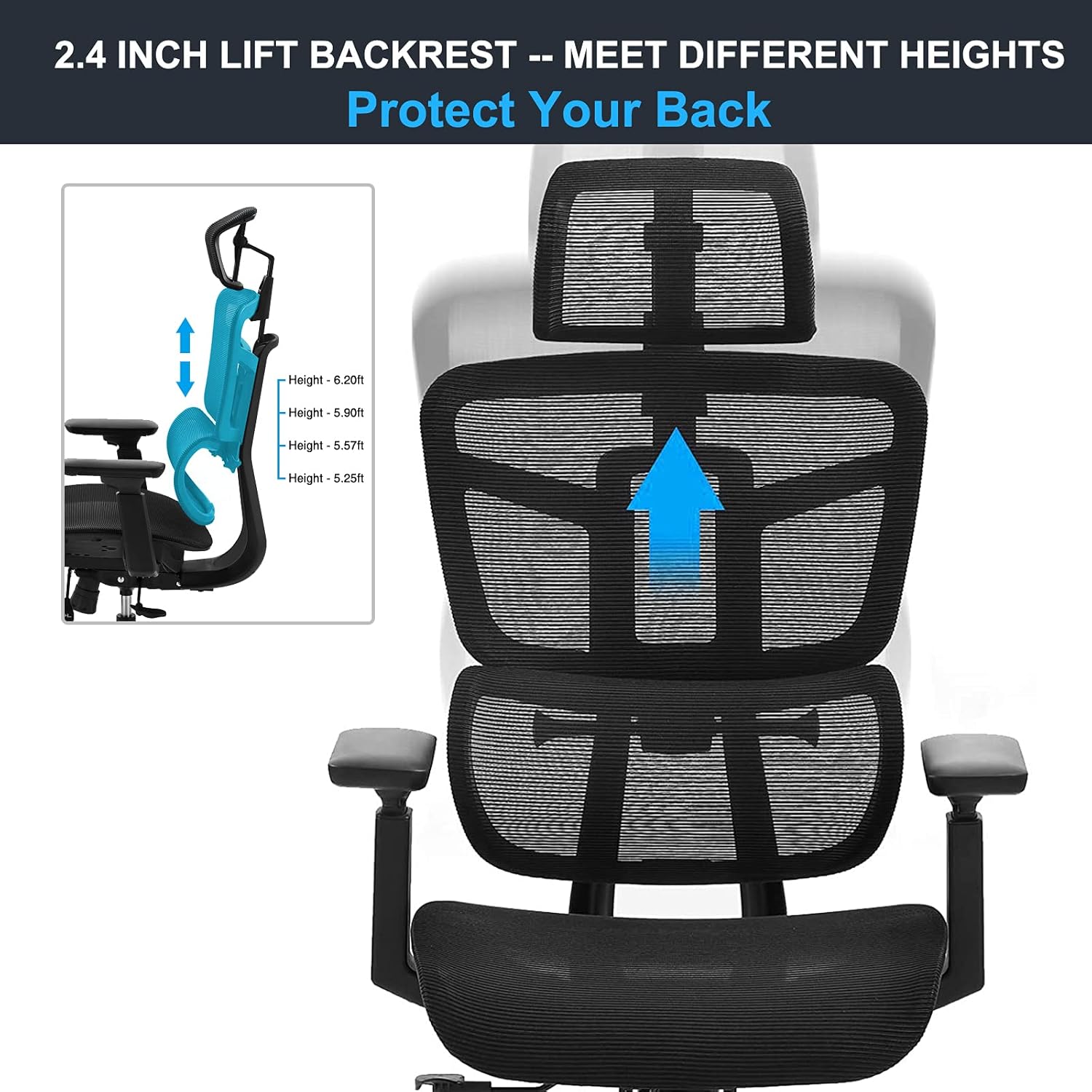 SAMOFU Ergonomic Office Chair, Backrest Height Adjustable Desk Chair,Big and Large Mesh Chair with Adjustable Lumbar Support/Armrest, High Back Computer Chair Executive Chair with Tilt & Lock Function