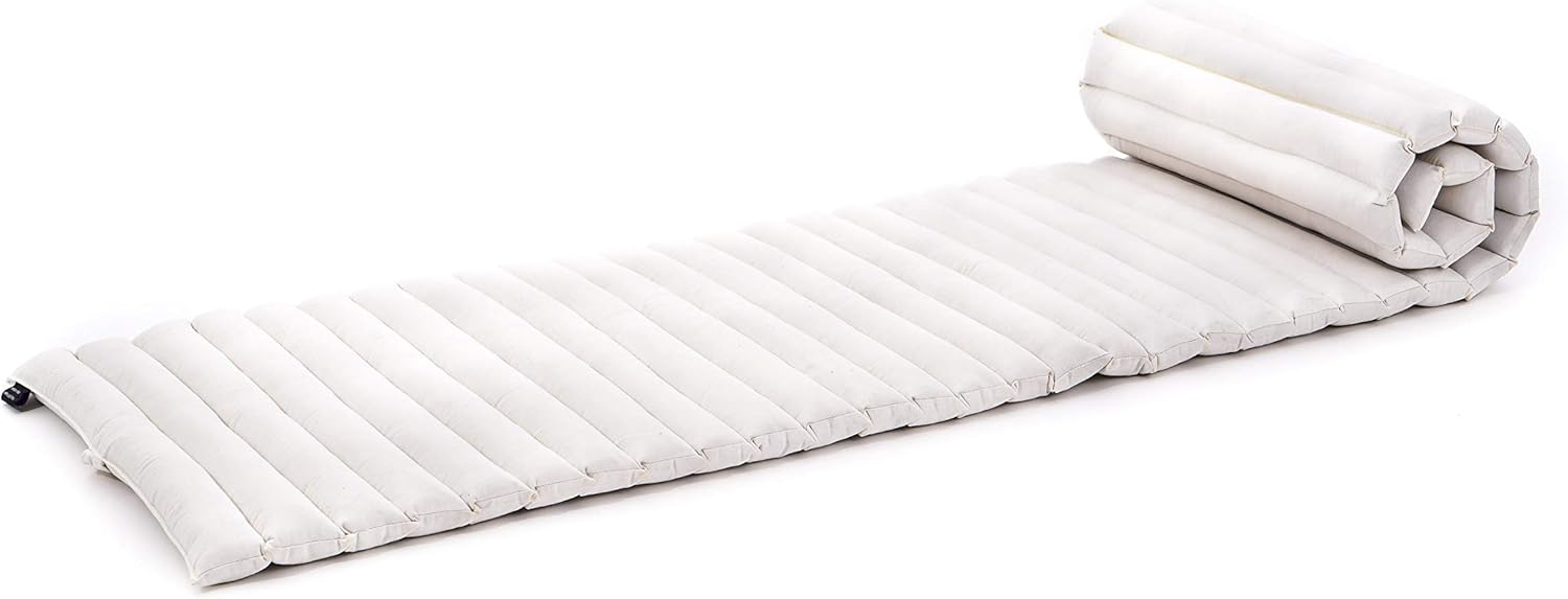 LEEWADEE Rollable Floor Mat M &ndash; Comfortable and Rollable Thai Mattress, Soft Massage Mat Filled with Eco-Friendly Kapok, Perfect to Use as a Sleeping Mat 75 x 28 inches, Black