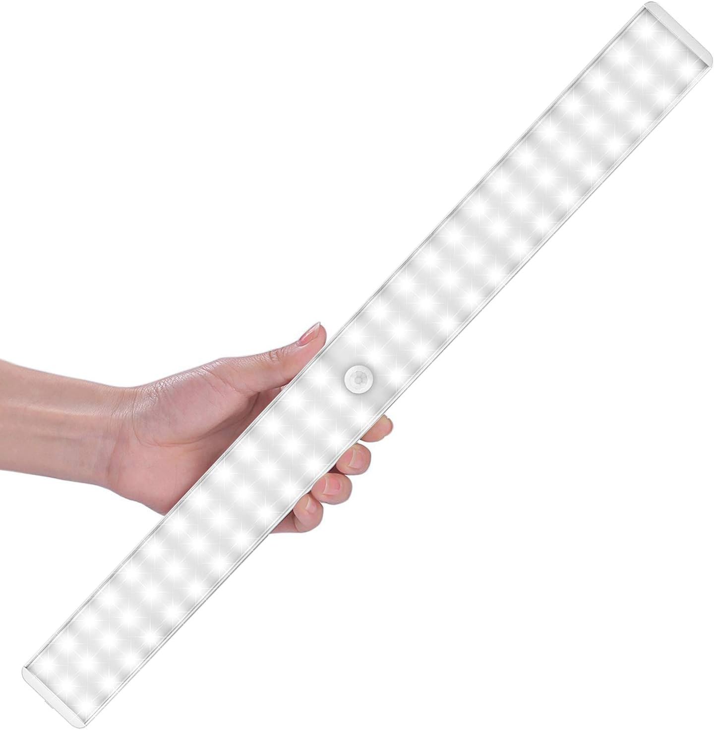 Lightbiz LED Closet Light, 86-LED Dimmer Rechargeable 2400mAh Battery Motion Sensor Under Cabinet Light Wireless Stick-Anywhere Night Safe Light Bar with Remote for Stairs,Wardrobe,Kitchen (2 Pack)