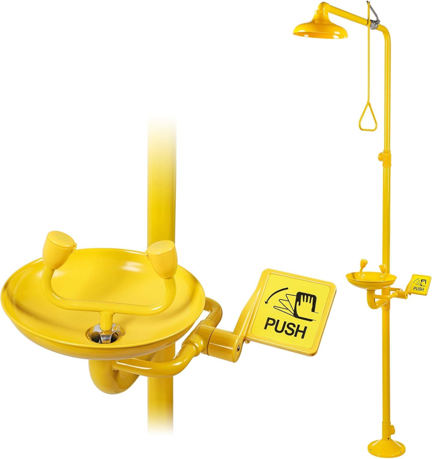 CGOLDENWALL Emergency Eyewash Station with Shower, Combination Eye Wash Station and Shower System, Eye&Face Washer Station, 304 Stainless Steel+Eyewash Sign, NPT threads