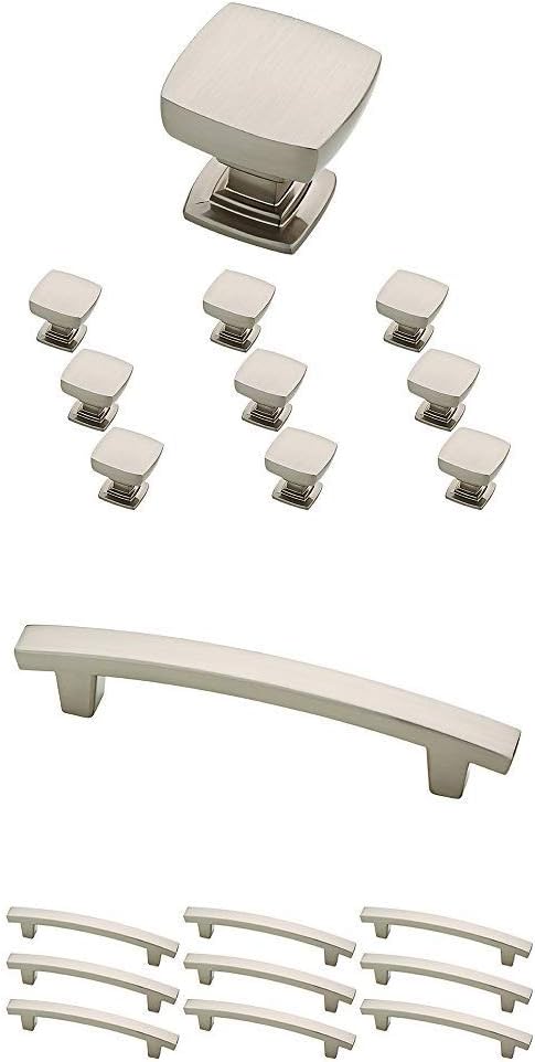 Franklin Brass P29542K-SN-B Satin Nickel 1-1/8-Inch Webber Kitchen Cabinet Hardware Knob, 10 Pack with Franklin Brass P35518K-OB3-B1 Curved Decorative Pull, 3