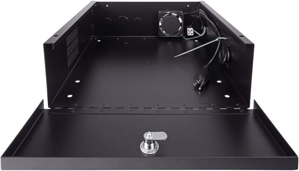 NavePoint DVR Security Heavy Duty Lock-Box with Fan 15 Inch x 15 Inch x 5 Inch Black
