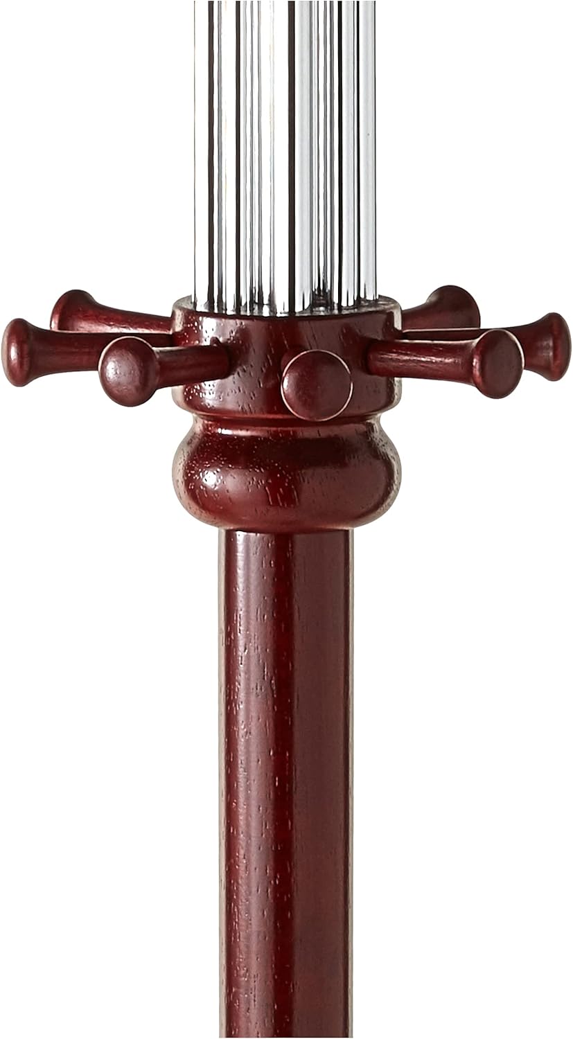 ORE International Six Foot Wood and Chrome Coat Rack Cherry Finish