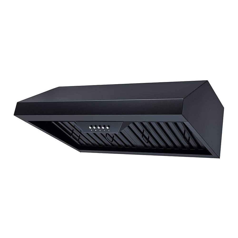 Winflo 30 in. Ductecd Under Cabinet Range Hood in Black with Baffle Filters, LED Lights and 3 Speed Push Buttons