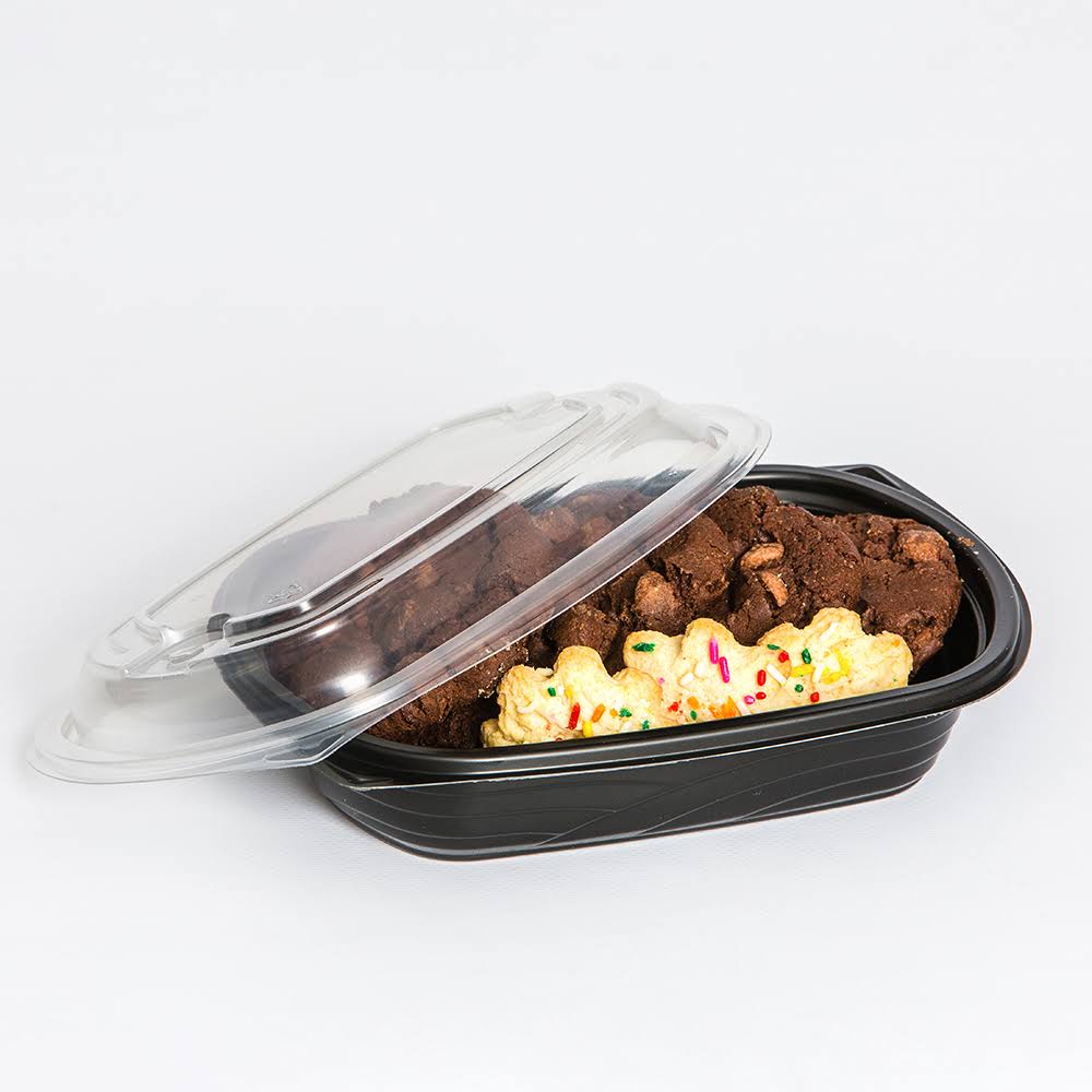 MicroRaves PP Rectangle Food Container Black/Clear 24 oz | 125/Case