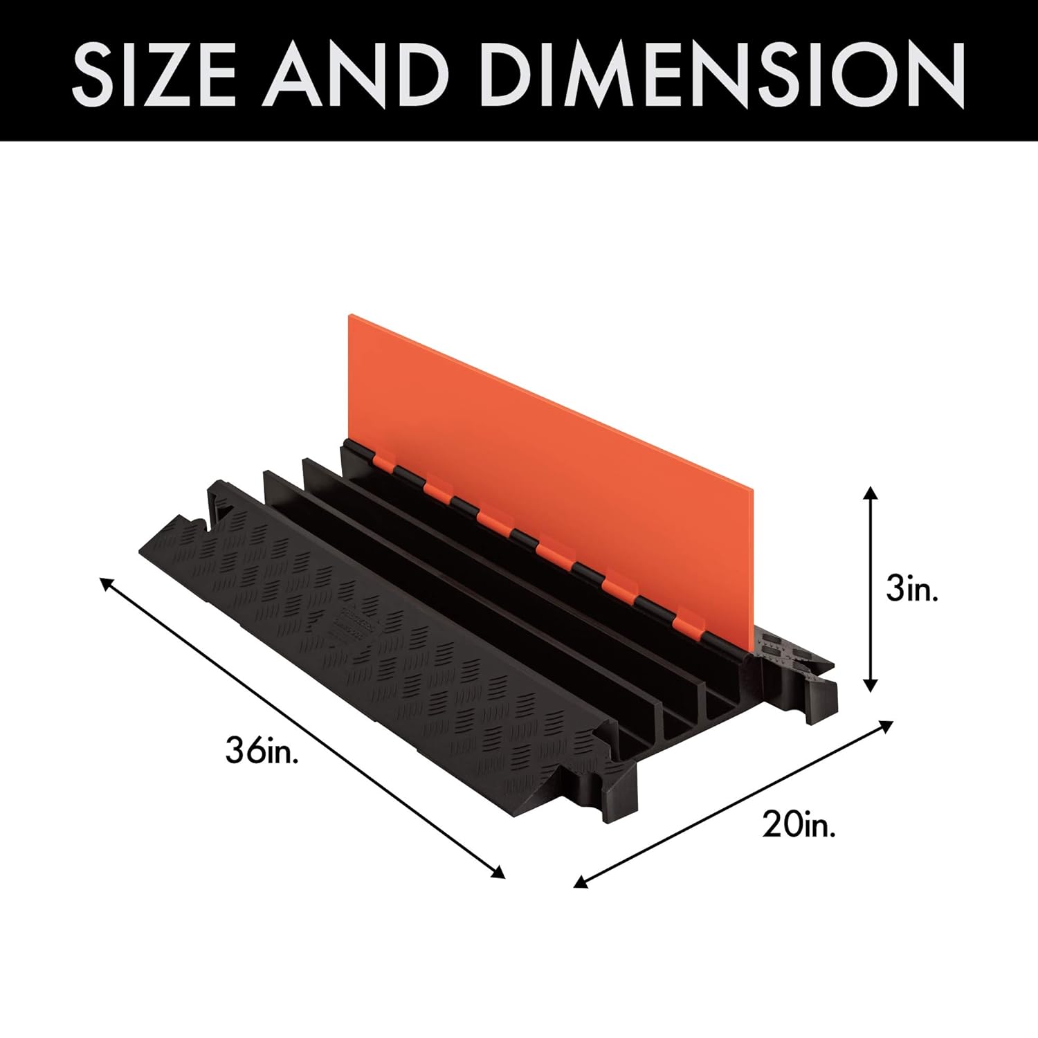 Guard Dog GD3X225-O/B Polyurethane Heavy Duty 3 Channel Cable Protector with Dog Bone Connector, Orange Lid with Black Ramp, 36